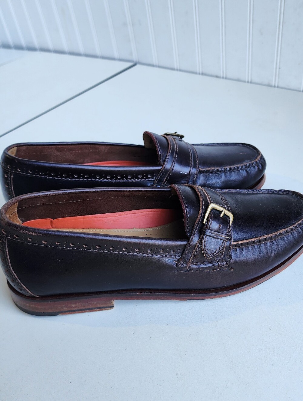 Cole Haan Pinch Hand Sewn Mens Brown Buckle Slip On Leather Loafers Grand Sz 8 M